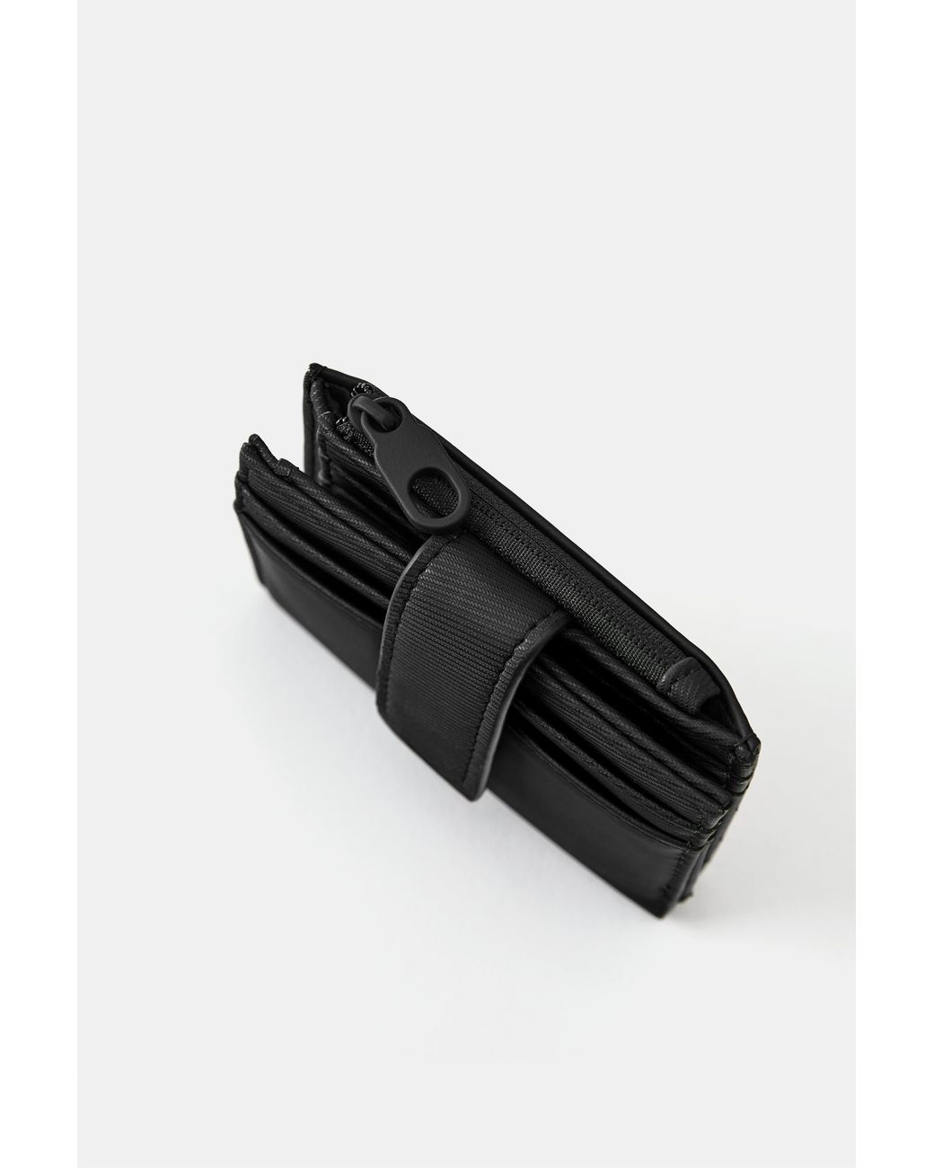 Pull&Bear Black Rubberised Wallet for men