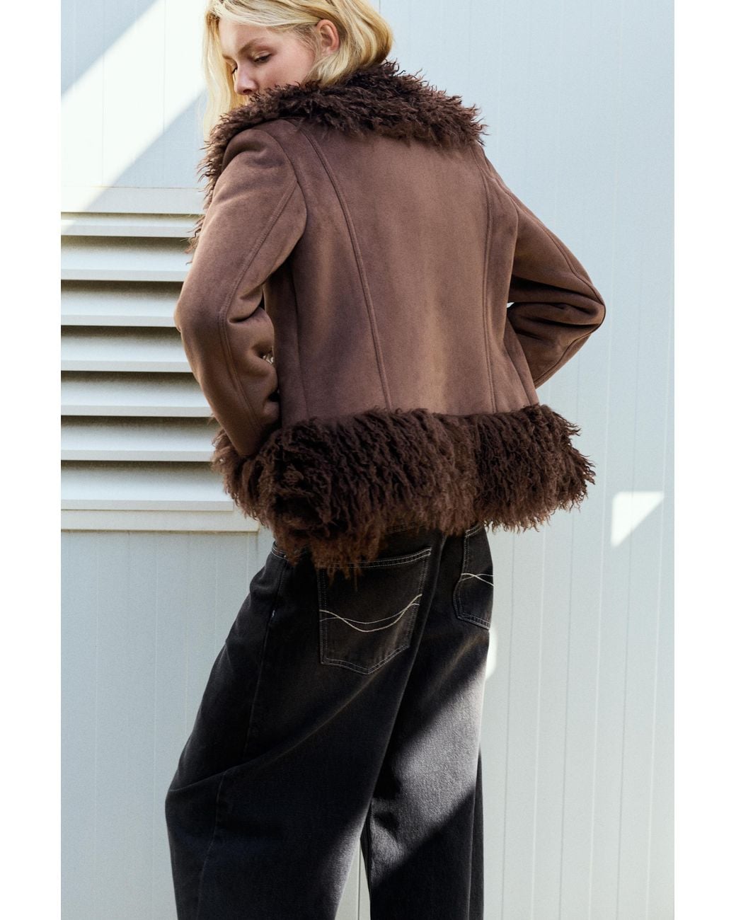 Pull&Bear Brown Fitted Faux Suede Jacket