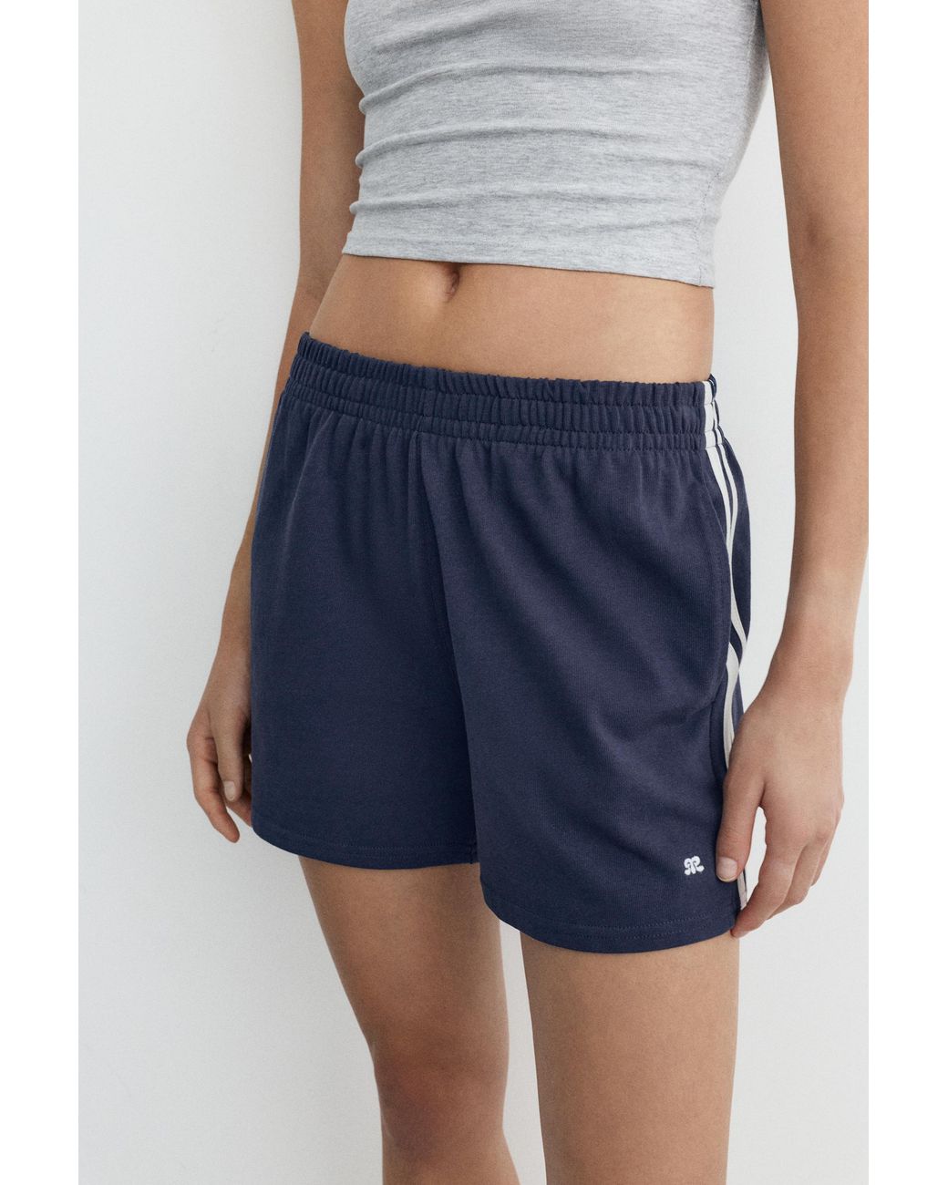 Pull&Bear Blue Sports Shorts With Side Stripes