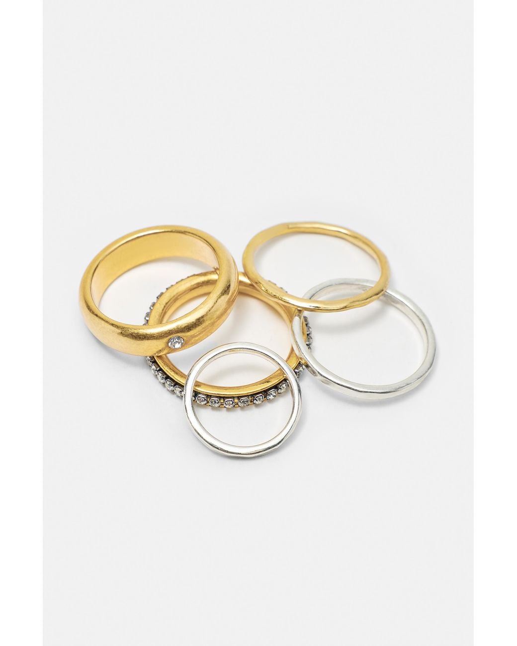 Pull&Bear Natural 5-Pack Of Shimmery Rings