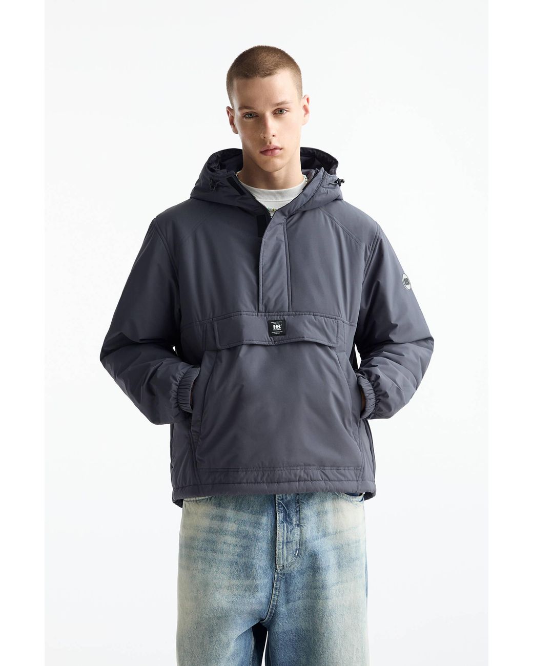 Hooded pouch pocket jacket outlet