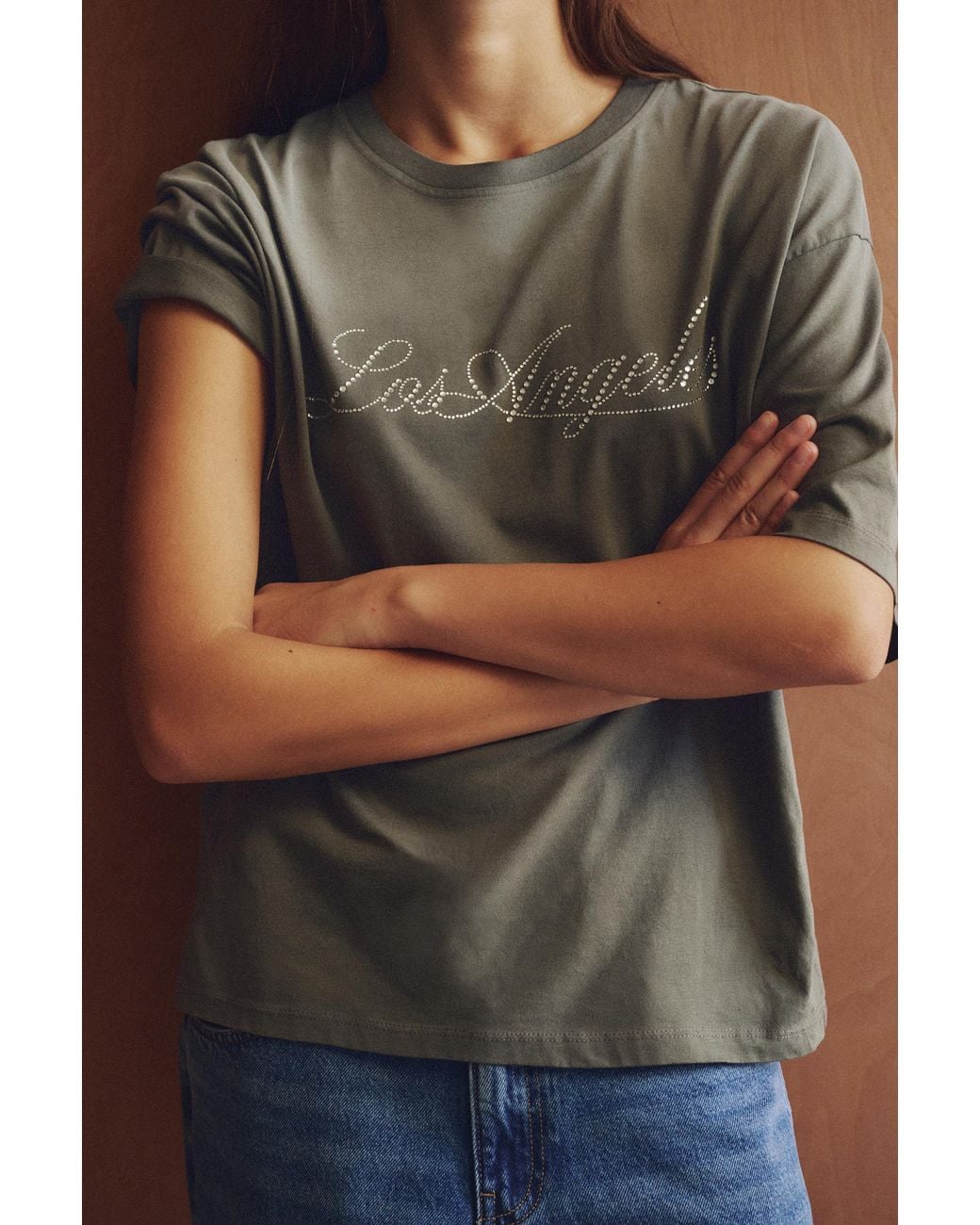 Pull&Bear Multicolor Rhinestone Graphic T-Shirt