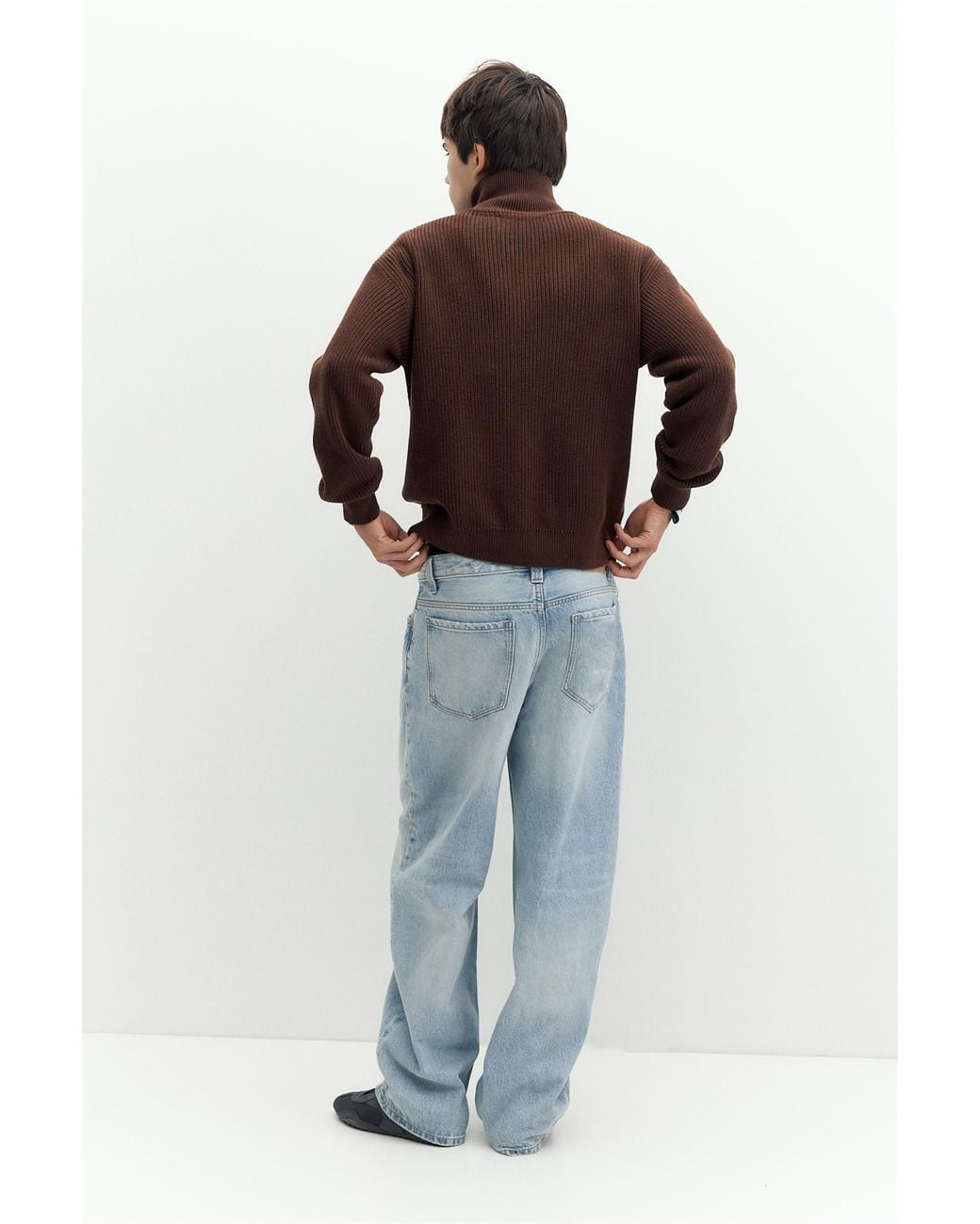 Pull&Bear Brown Quarter-Zip Jumper for men
