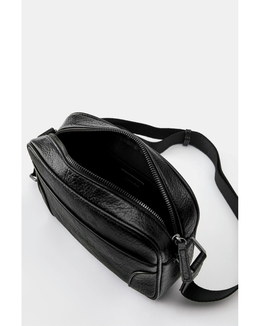Pull&Bear Black Casual Suede Crossbody Bag for men