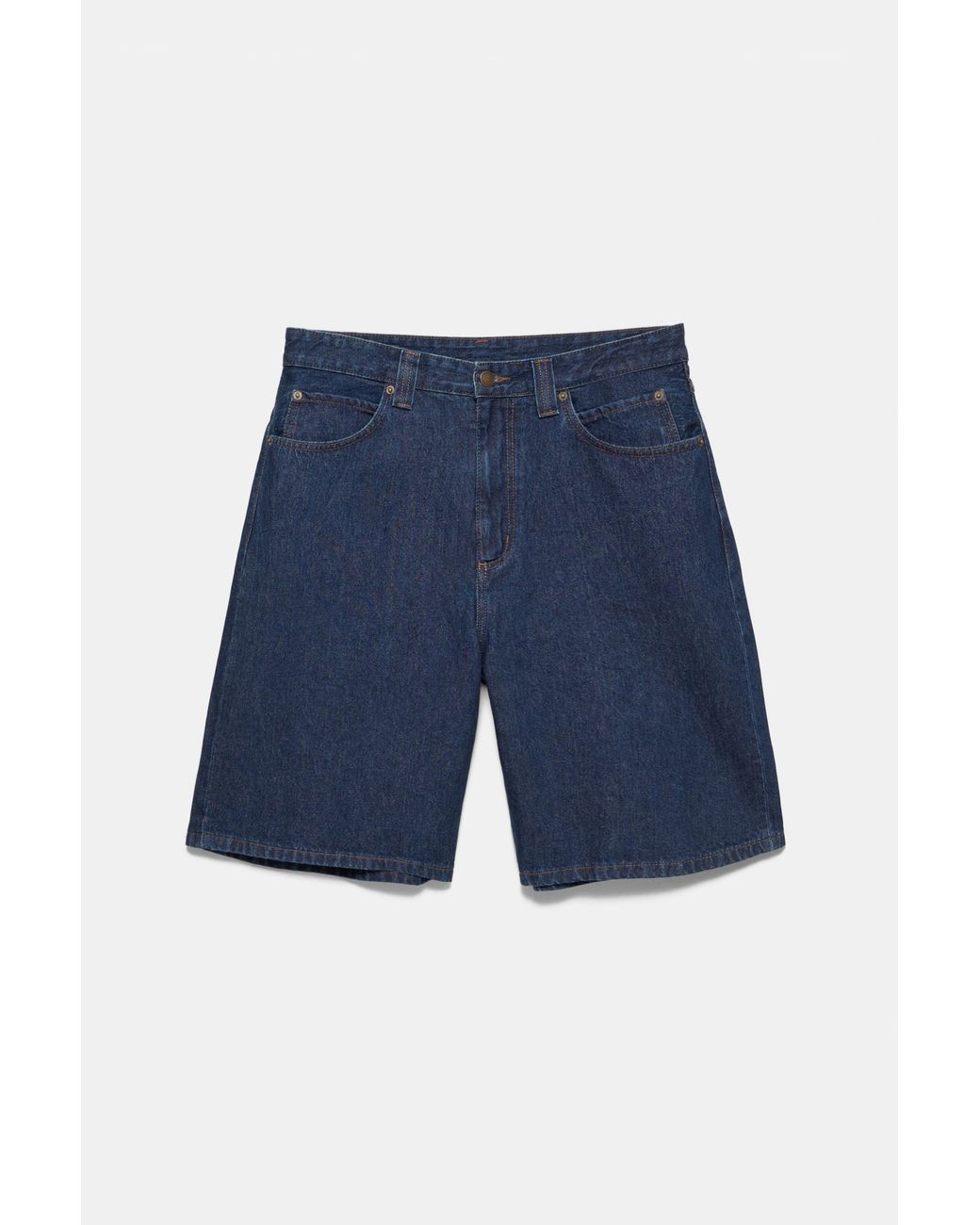 Pull&Bear Blue Skater Denim Bermuda Shorts for men