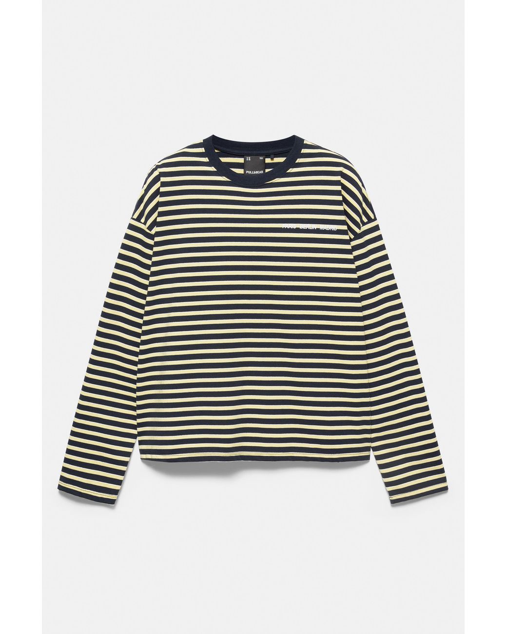 Pull&Bear Gray Striped Text T-Shirt for men