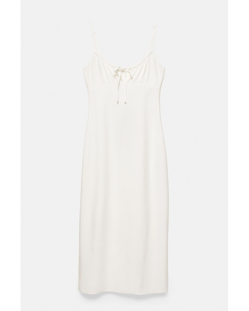 Pull&Bear White Midikleid Mit Leinenanteil