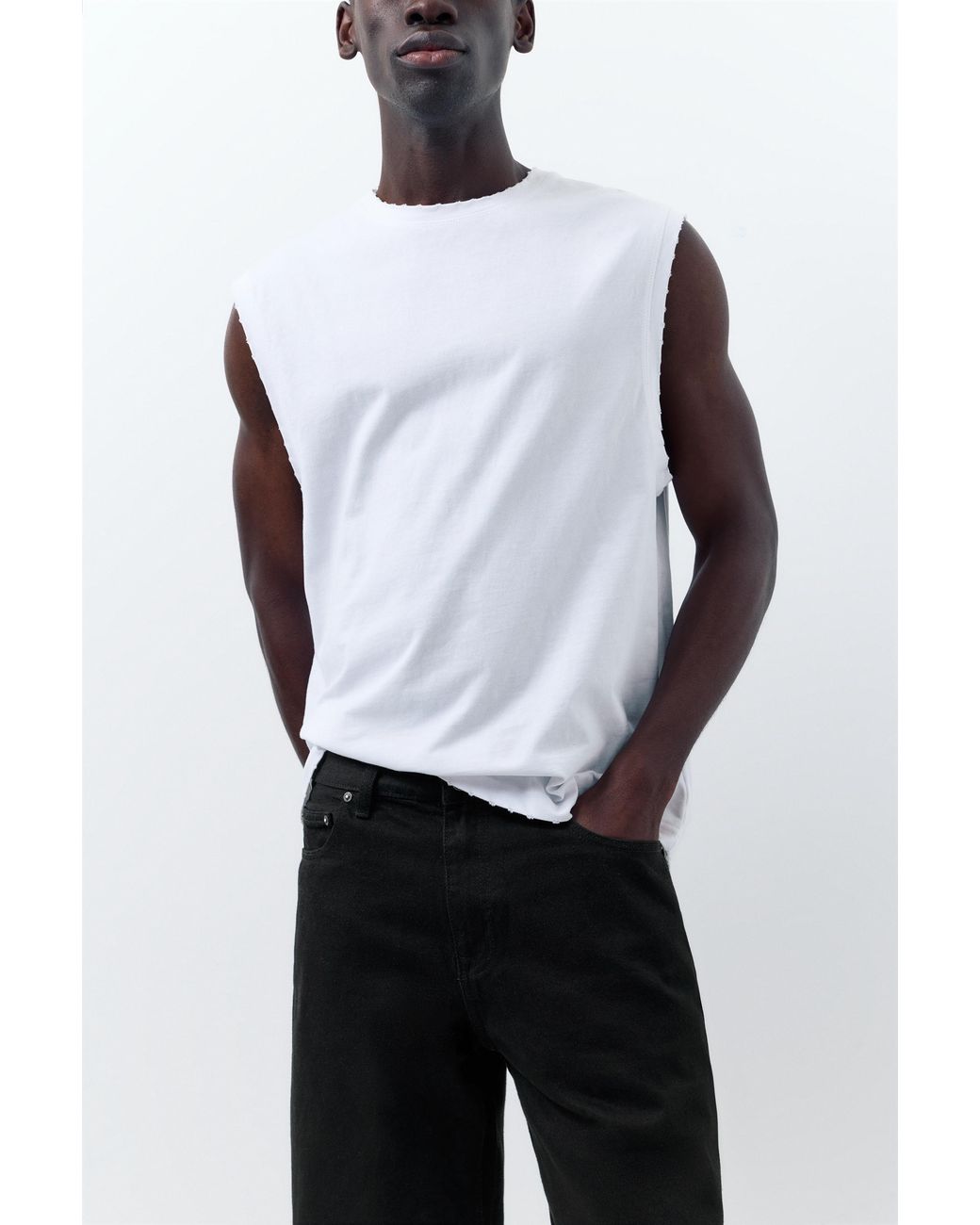 Pull&Bear White Standard Denim Bermuda Shorts for men