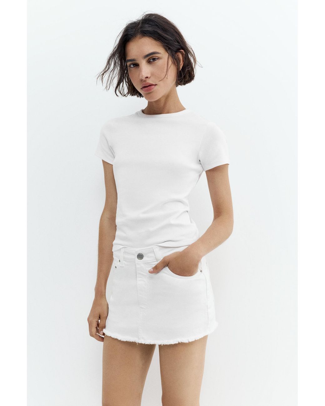 Pull&Bear White Denim Skort