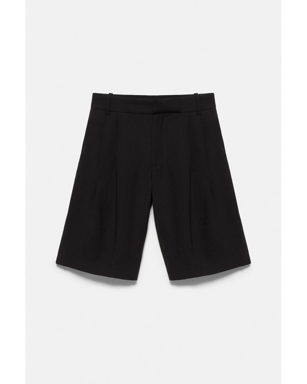 Pull&Bear White Long Bermuda Shorts With Pleats