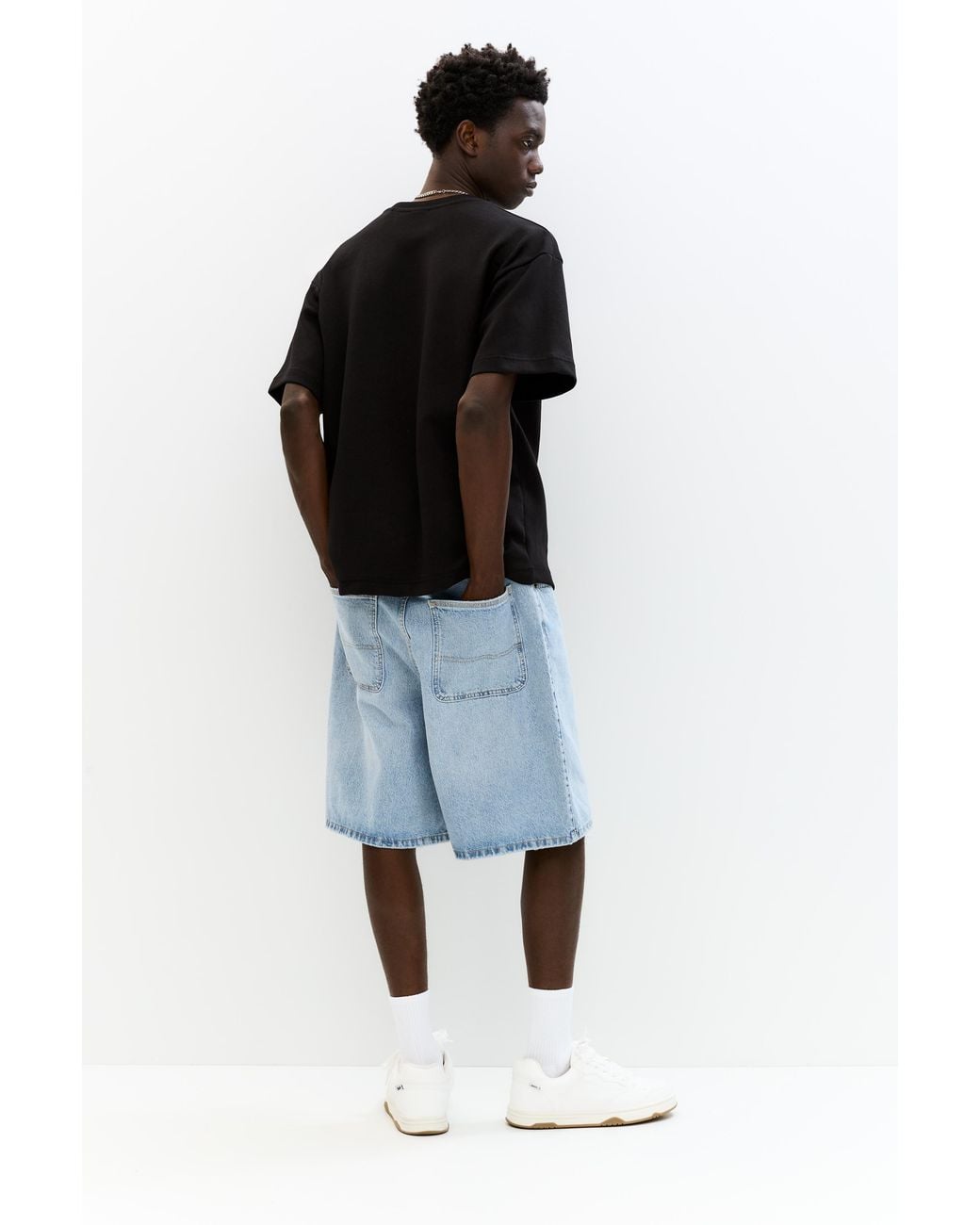 Pull&Bear Black Basic Short Sleeve Sweatshirt for men