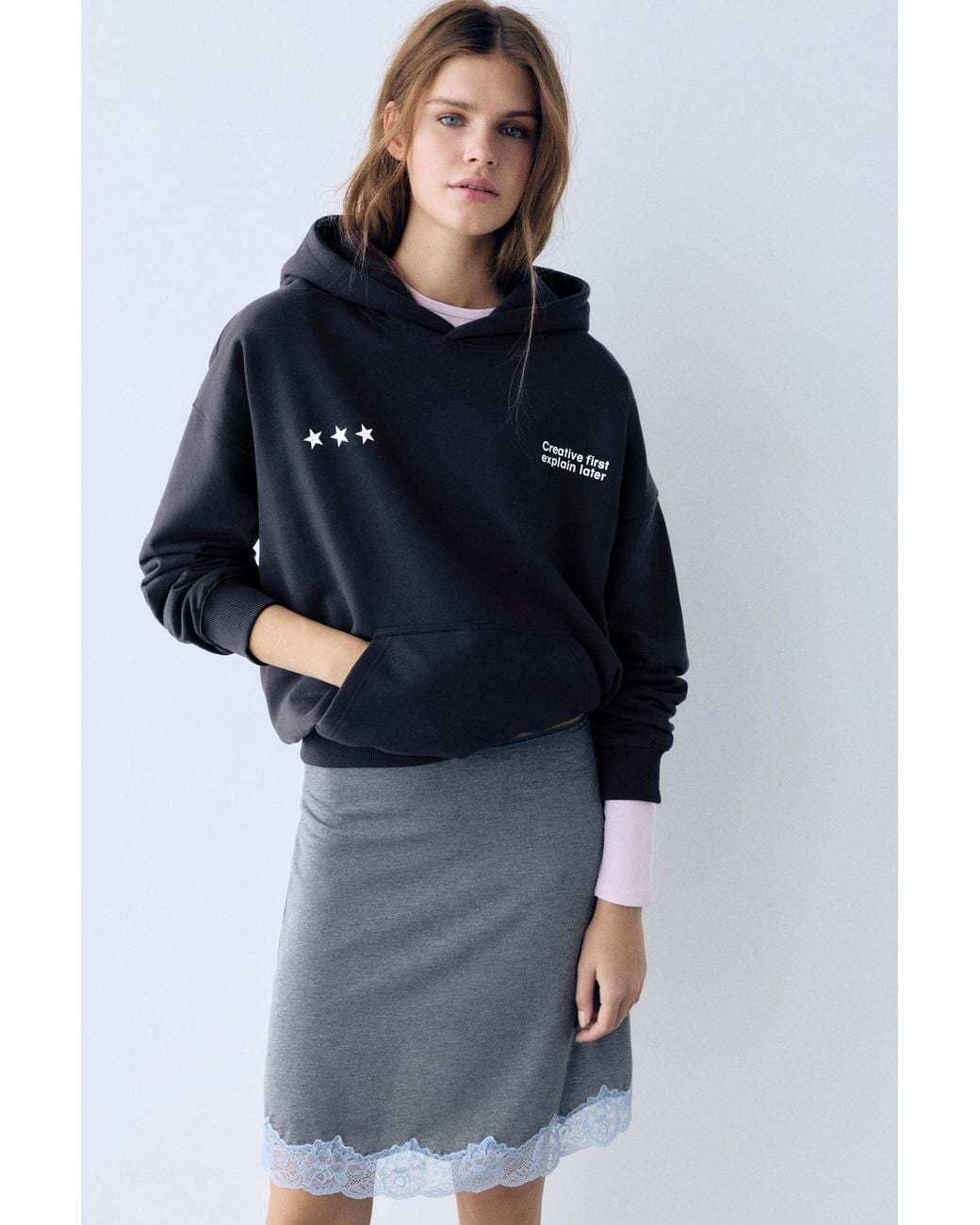 Sweat À Capuche Graphique Étoiles Pull&Bear en coloris Black