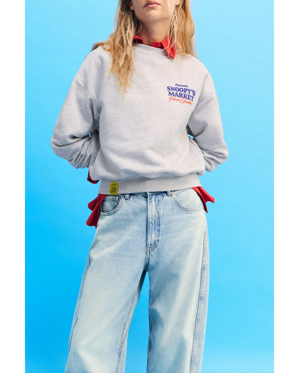 Pull&Bear White Snoopy Round Neck Sweatshirt