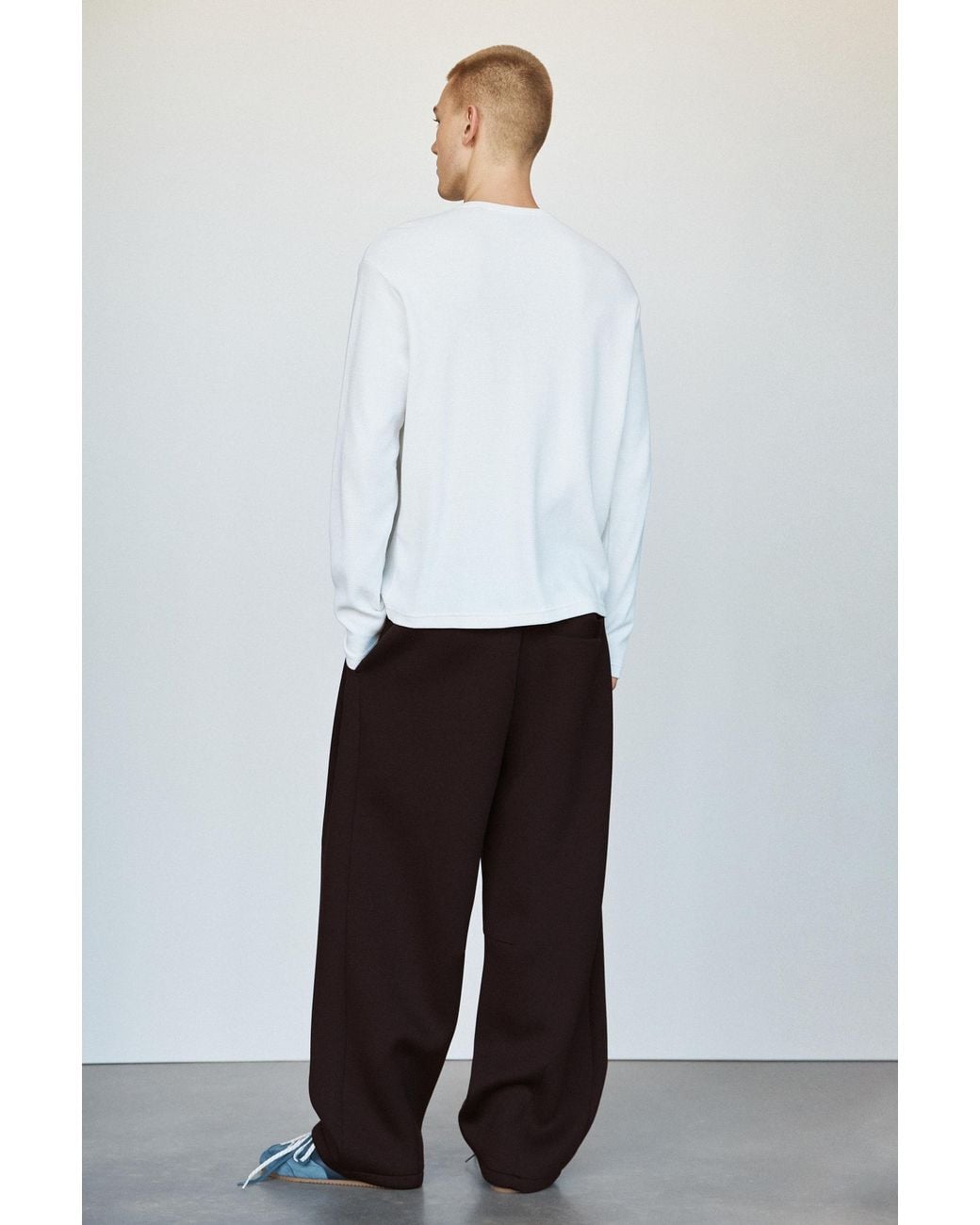 Pull&Bear Black Neoprene Darted Trousers for men