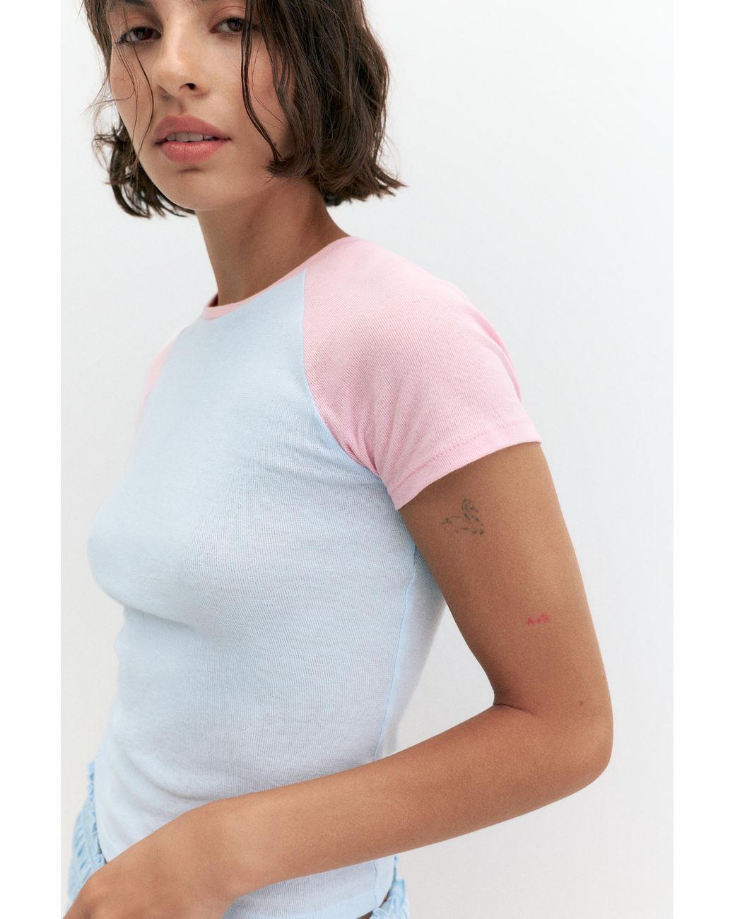 T-Shirt Raglan Contrasté Pull&Bear en coloris Multicolor