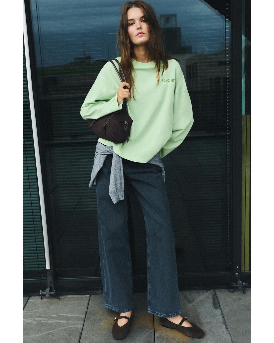 Pull&Bear Green Soho Oversize Graphic T-Shirt