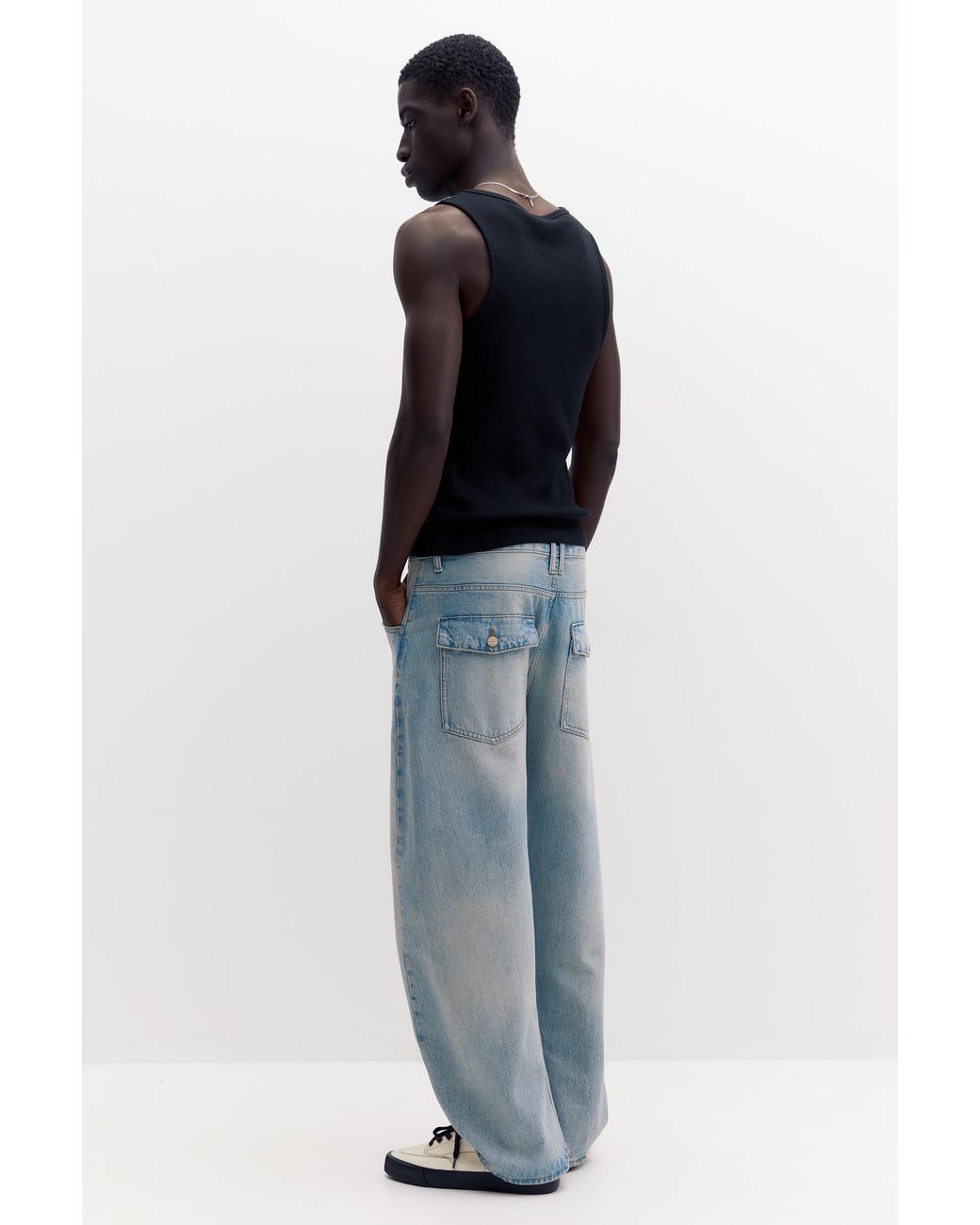 Pull&Bear White Ribbed Tank Top for men