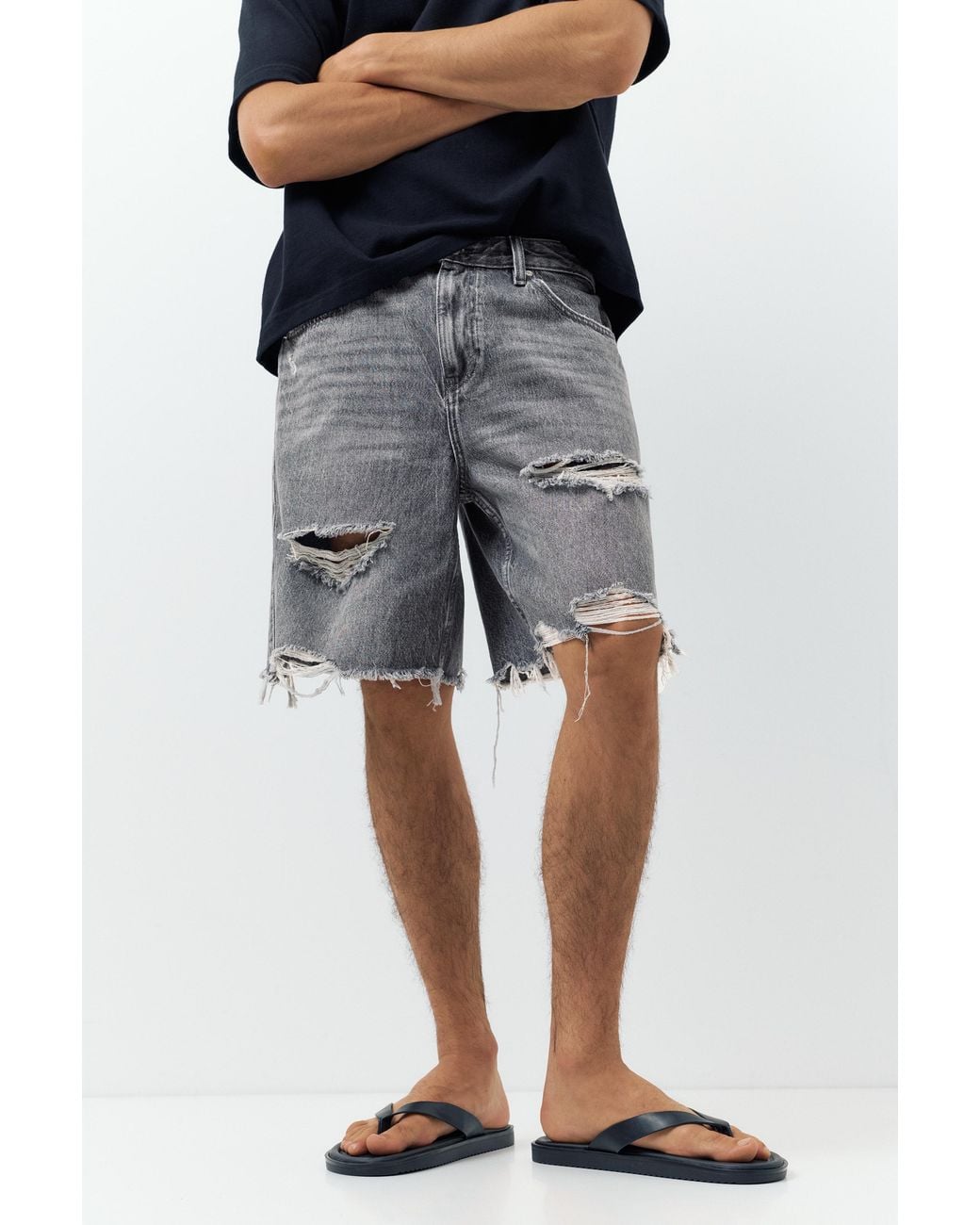 Pull&Bear Multicolor Straight-Leg Denim Bermuda Shorts for men