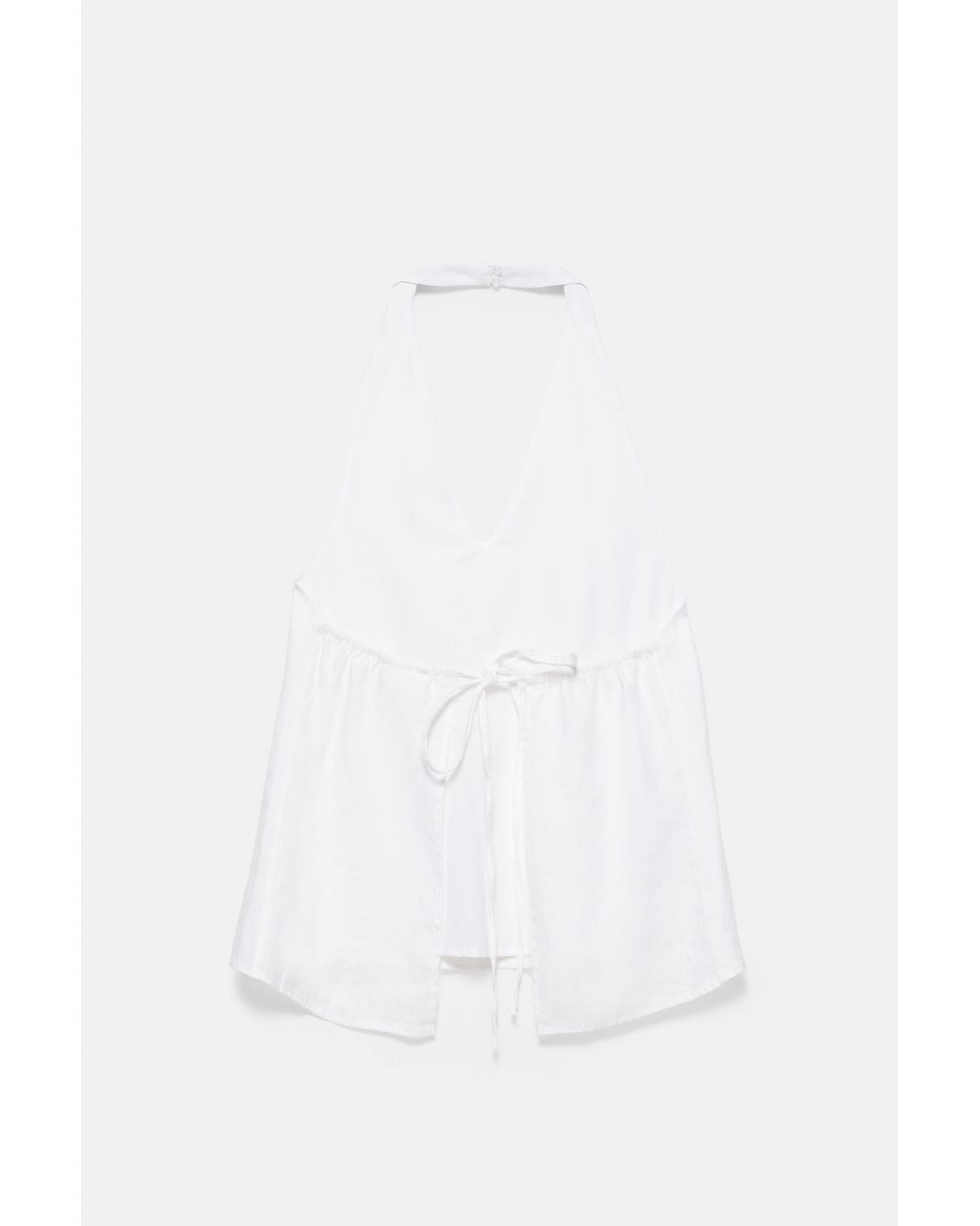 Pull&Bear White 100% Linen Halter Top