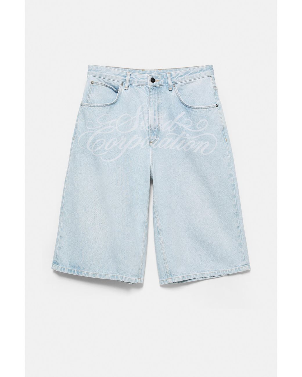 Pull&Bear Blue Stwd Corporation Graphic Jorts for men