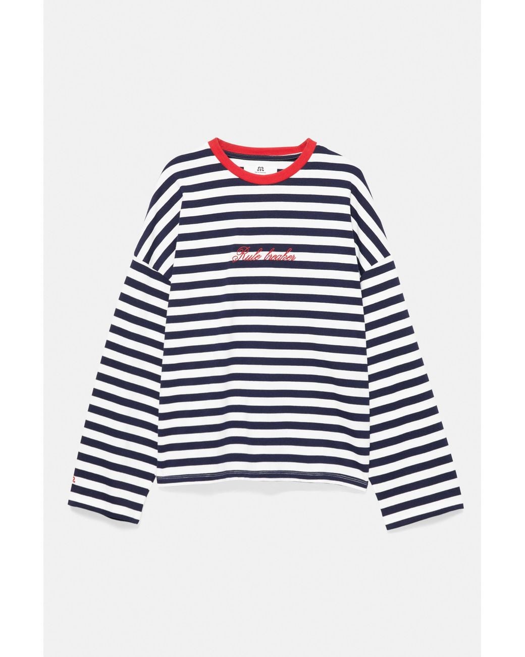Pull&Bear Blue Oversize Striped Slogan T-Shirt