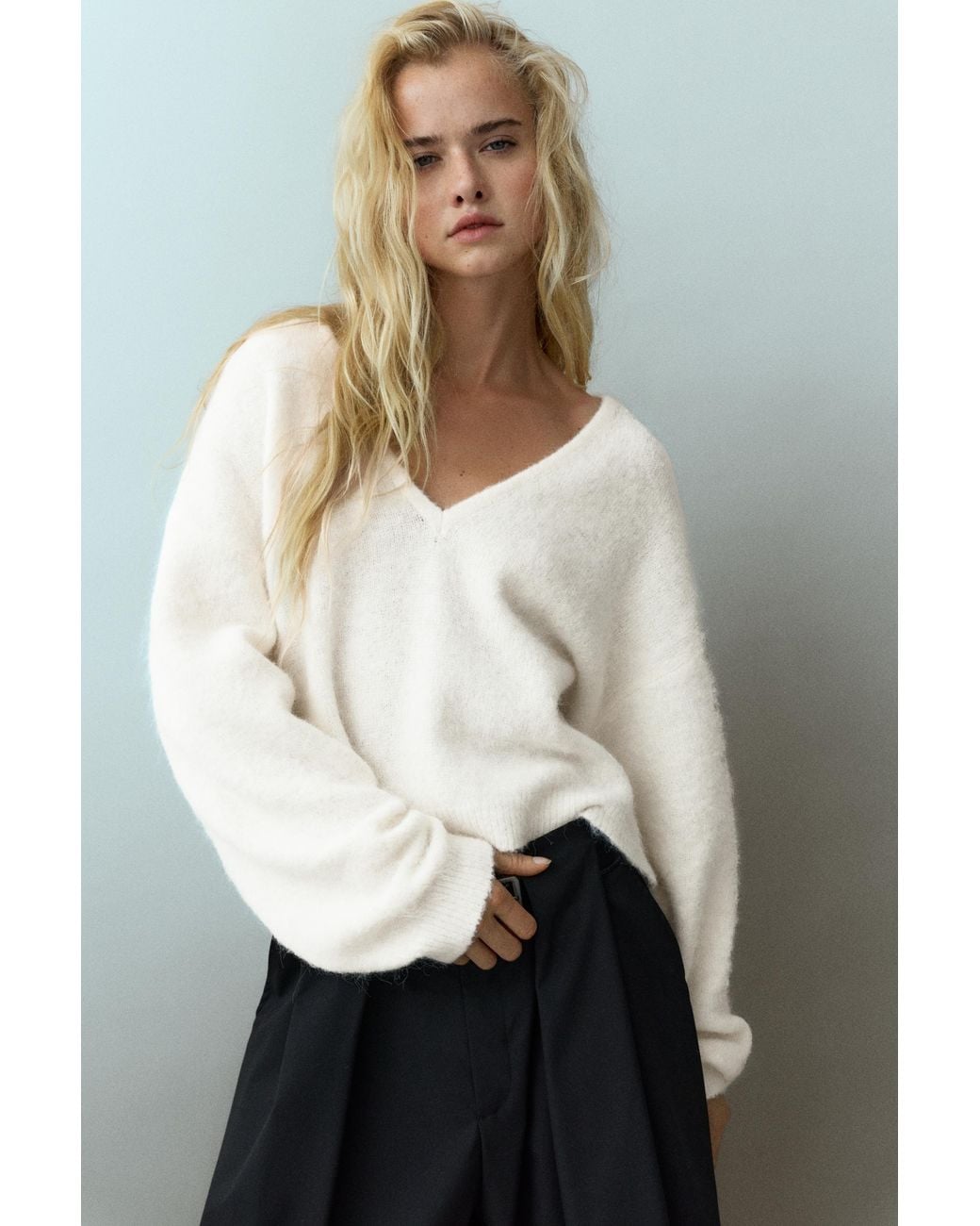 Pull&Bear Gray V-Neck Jumper