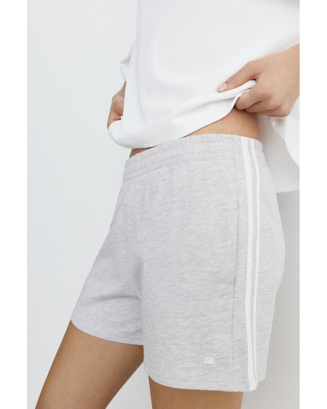 Pull&Bear White Sports Shorts With Side Stripes