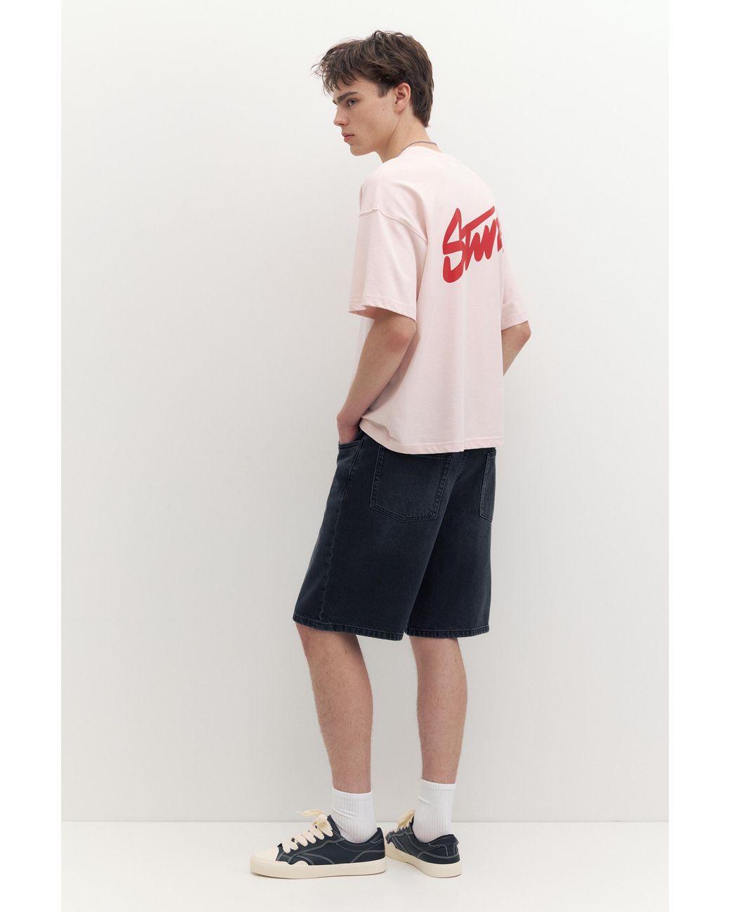 Pull&Bear White Stwd Logo Boxy T-Shirt for men