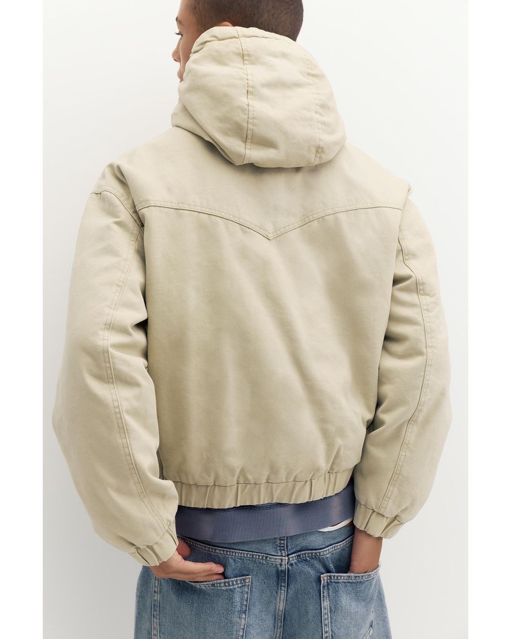 Pull&Bear Blue Hooded Bomber Jacket for men