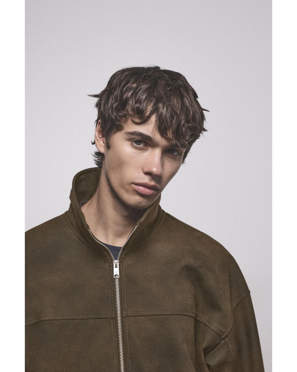Pull&Bear Brown Washed Effect Leather Effect Jacket for men