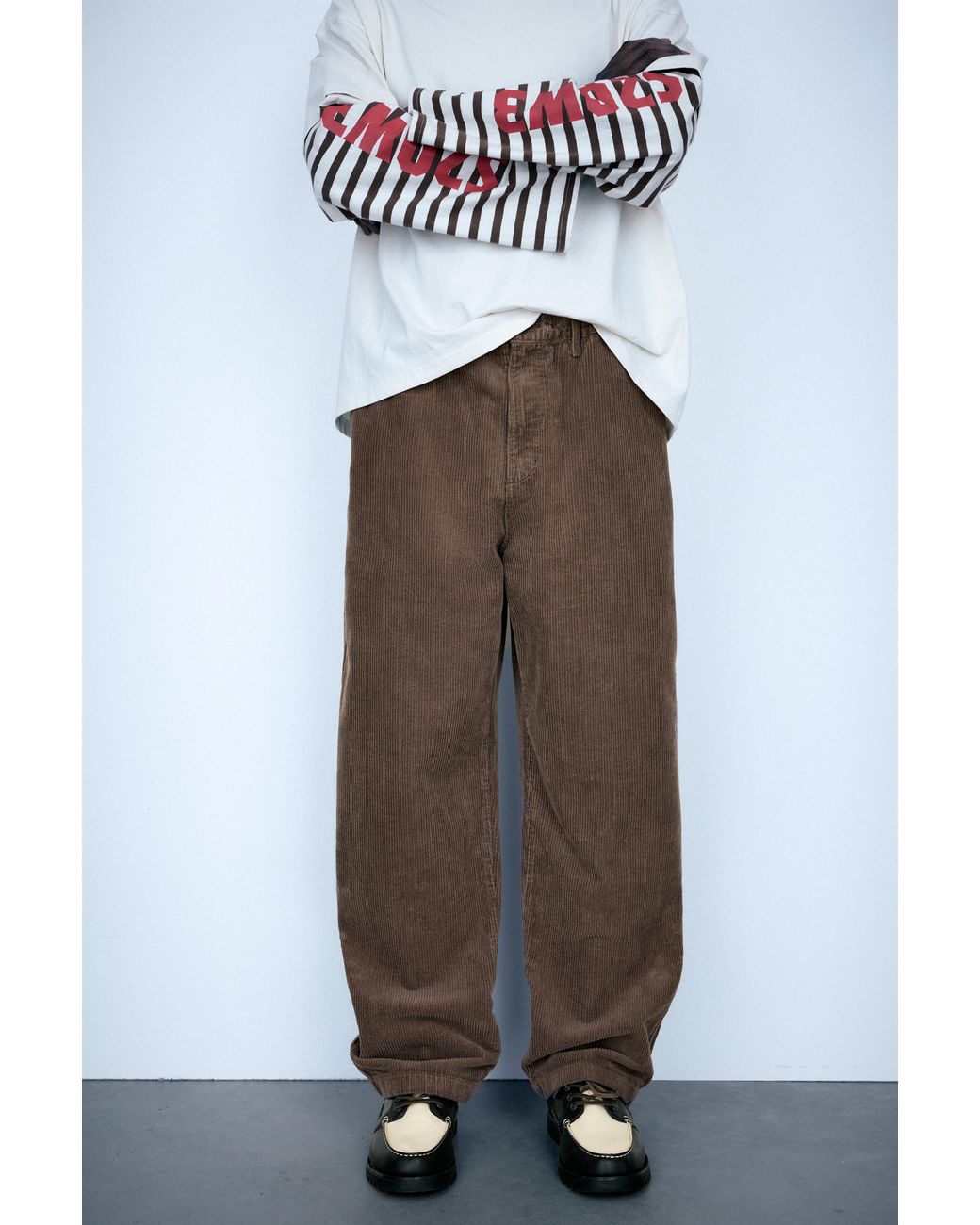 Pull&Bear White Corduroy Trousers for men