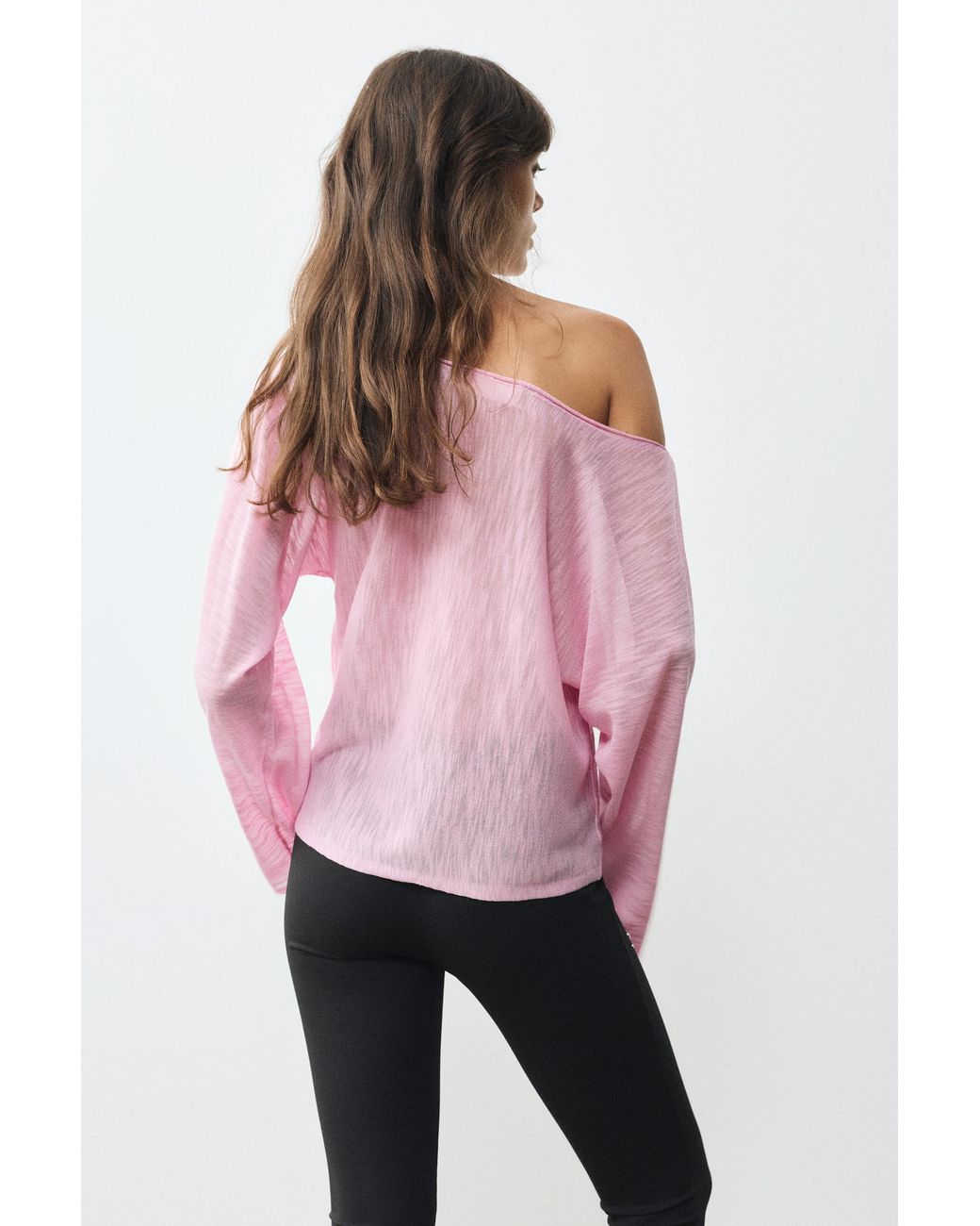 Pull&Bear Pink Fine Knit Asymmetric T-Shirt