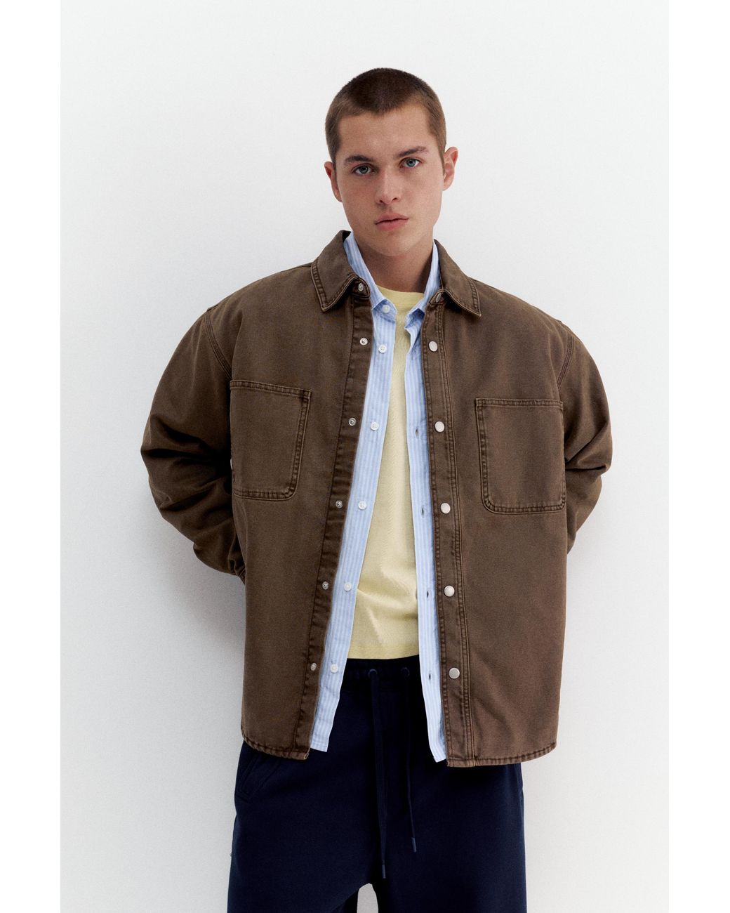 Pull&Bear Brown Pocket Overshirt for men