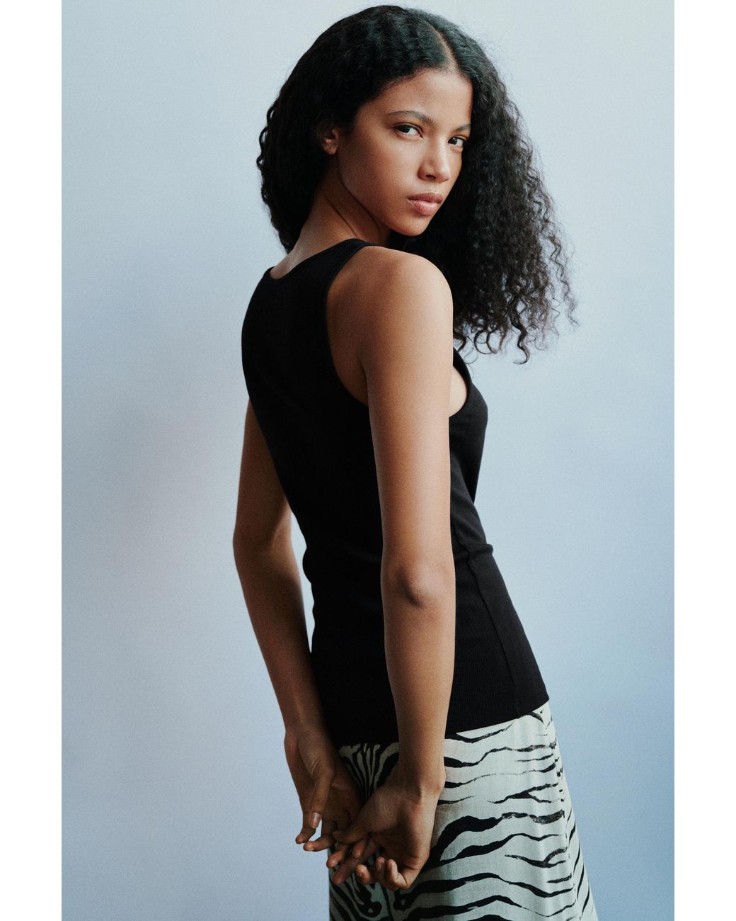 Pull&Bear Black Metal Appliqué Tank Top