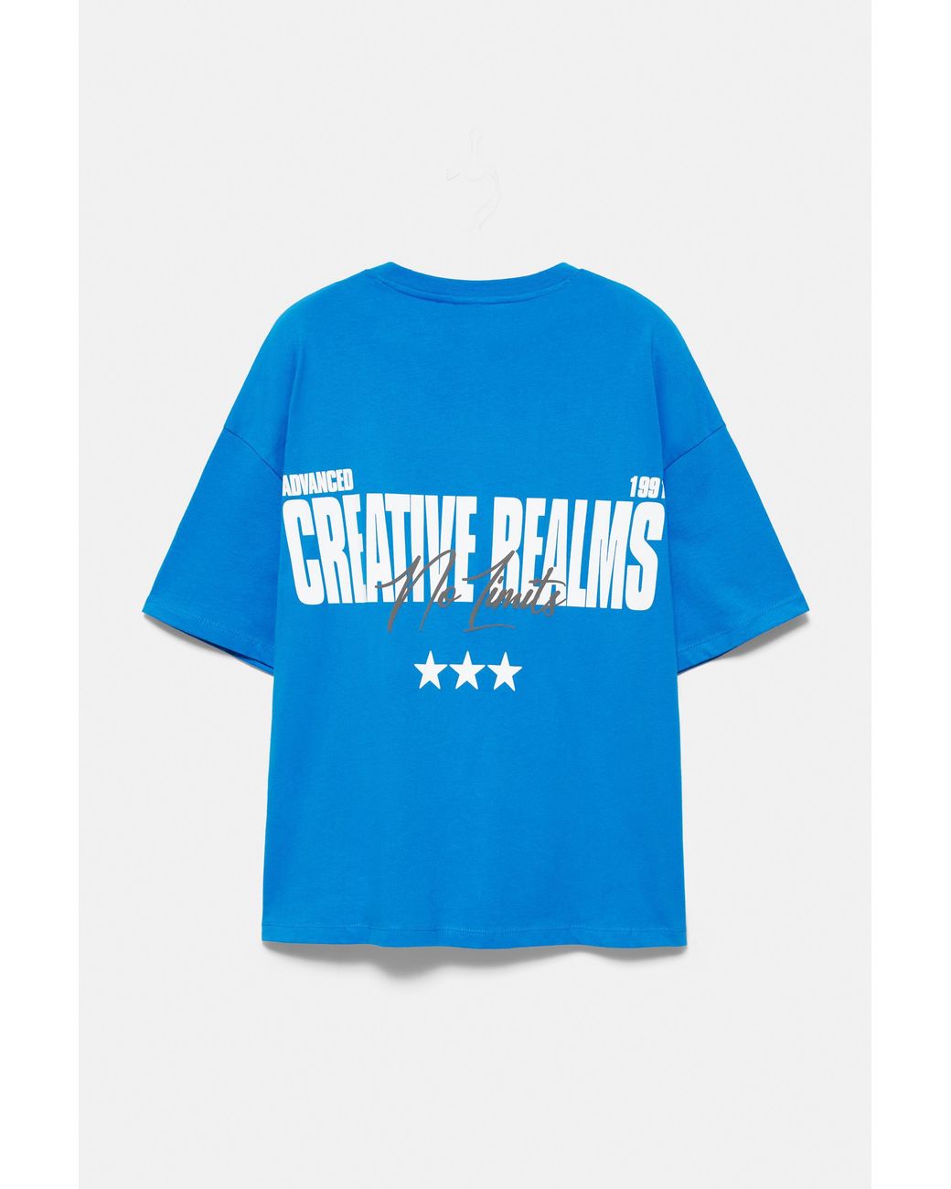 Pull&Bear Blue Creative Realms Graphic T-Shirt for men