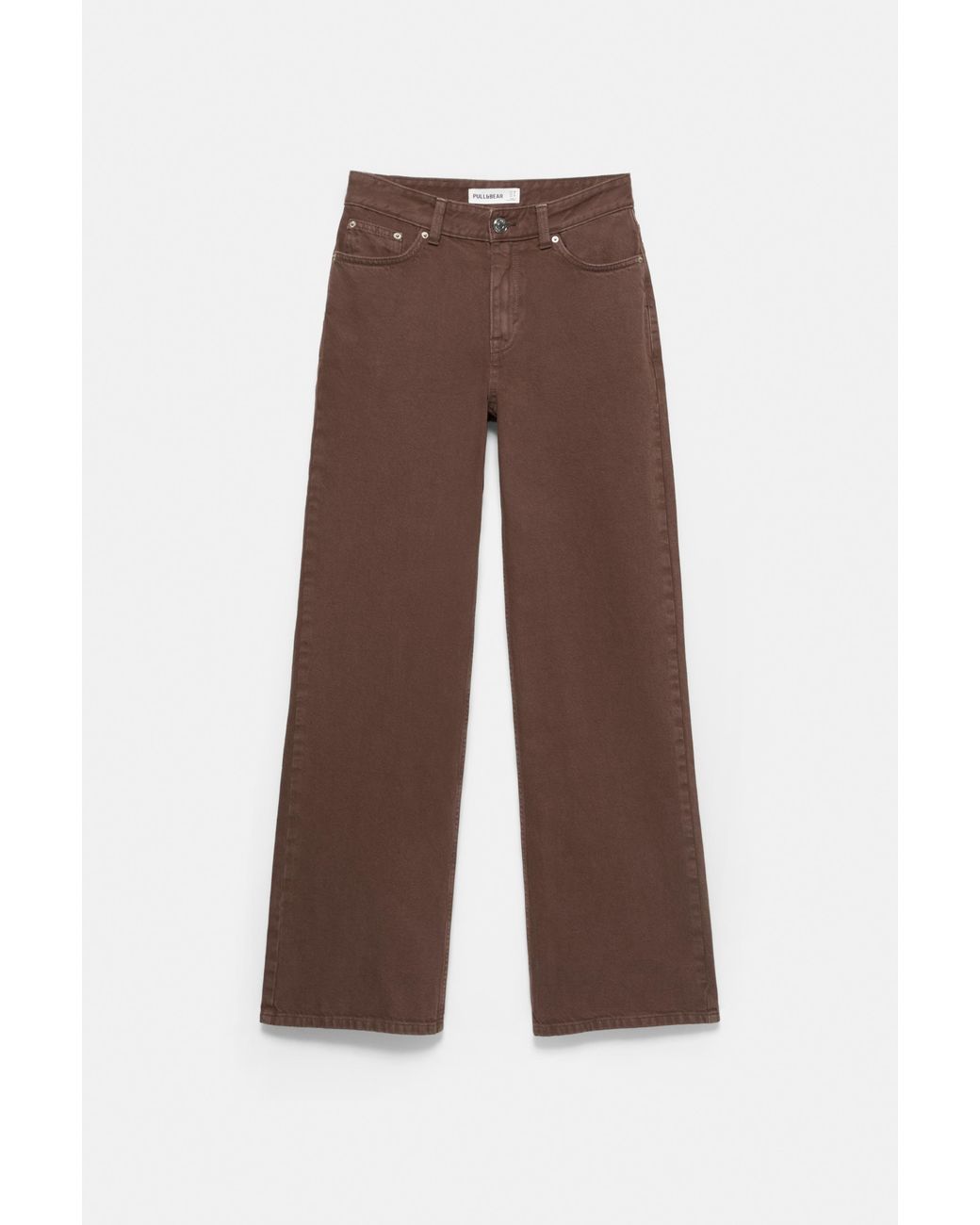 Pull&Bear Brown High-Waist Wide Straight-Leg Jeans