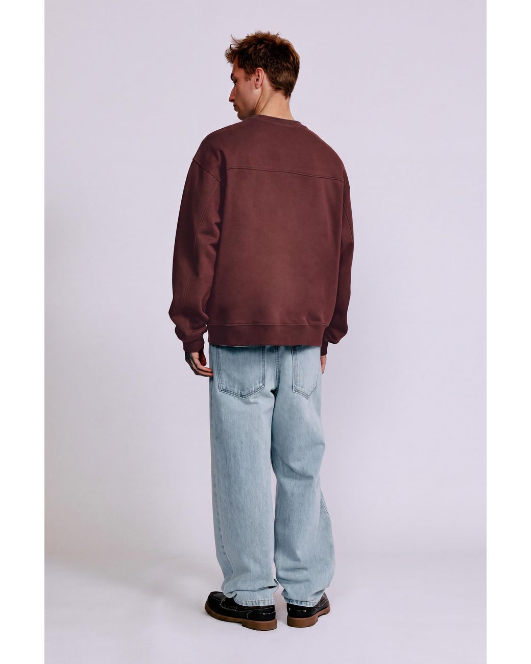 Pull&Bear Brown Embroidered Round Neck Sweatshirt for men