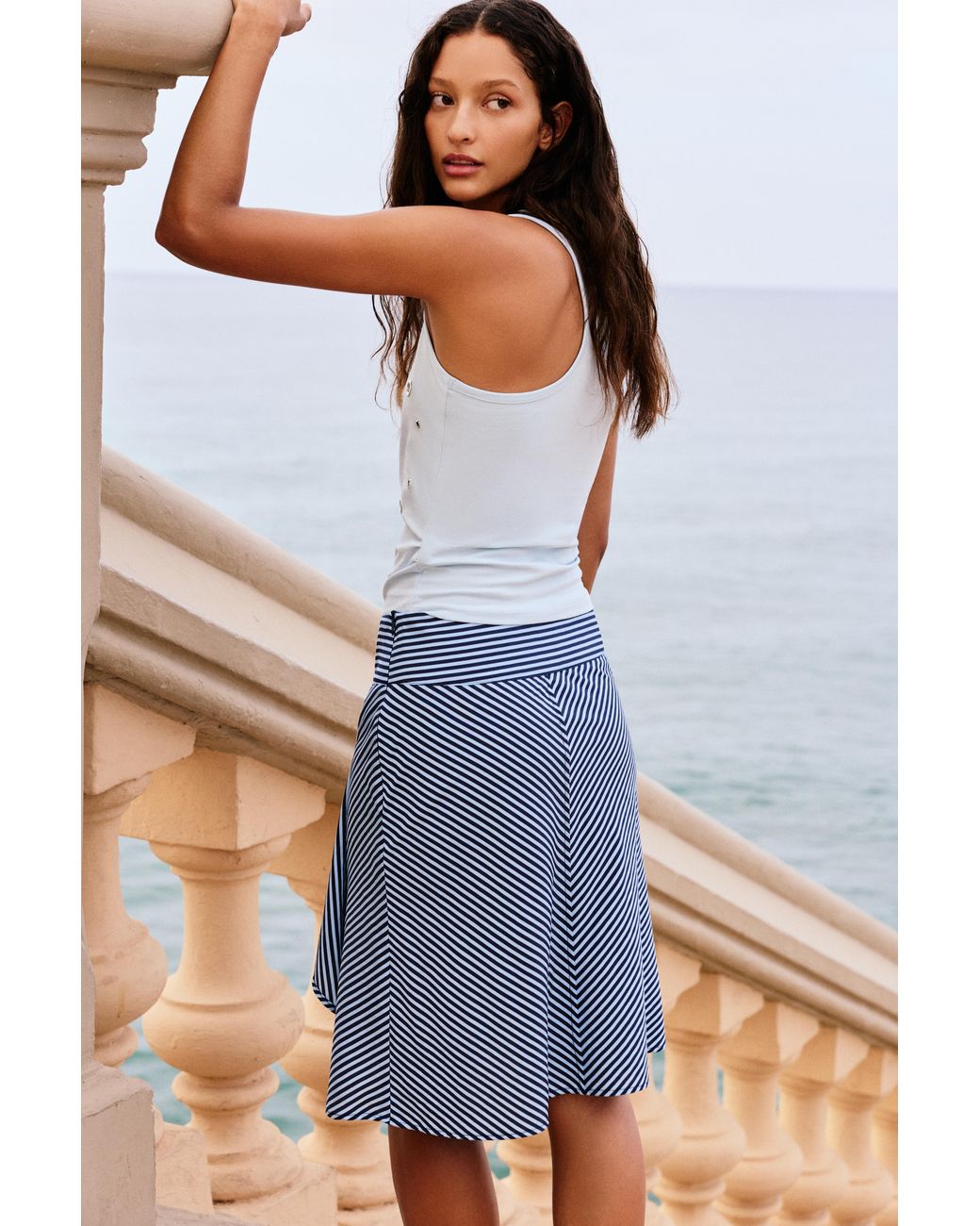 Pull&Bear Blue Striped Skirt