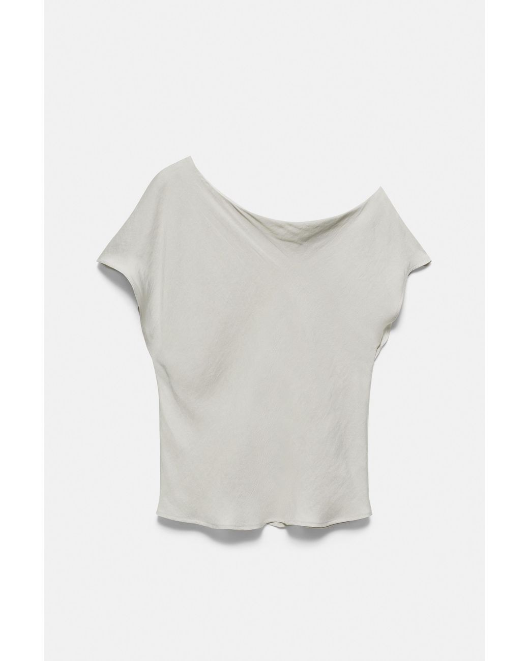 Pull&Bear Gray Satin Asymmetric Top