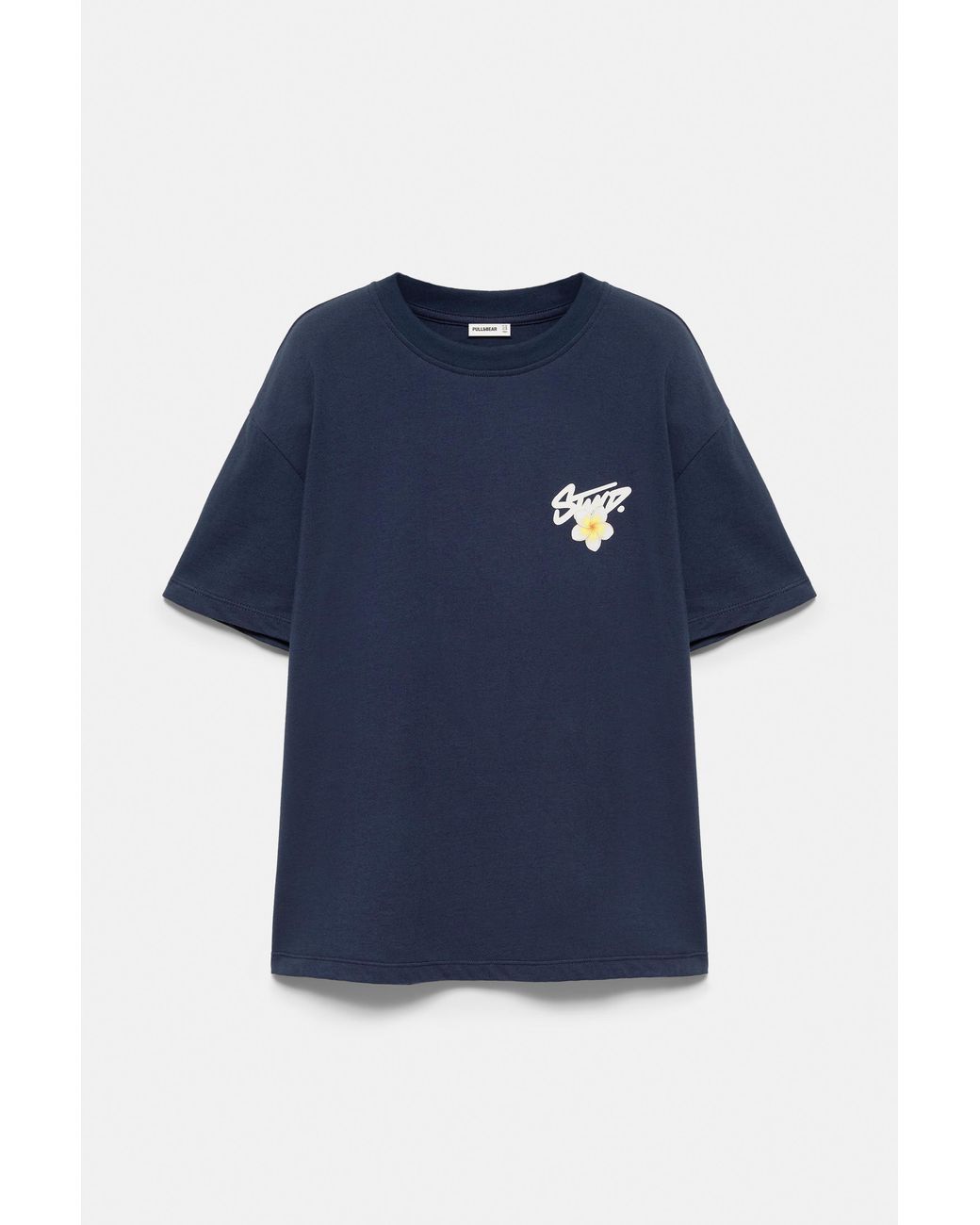 Pull&Bear Blue Oversize Floral Graphic T-Shirt