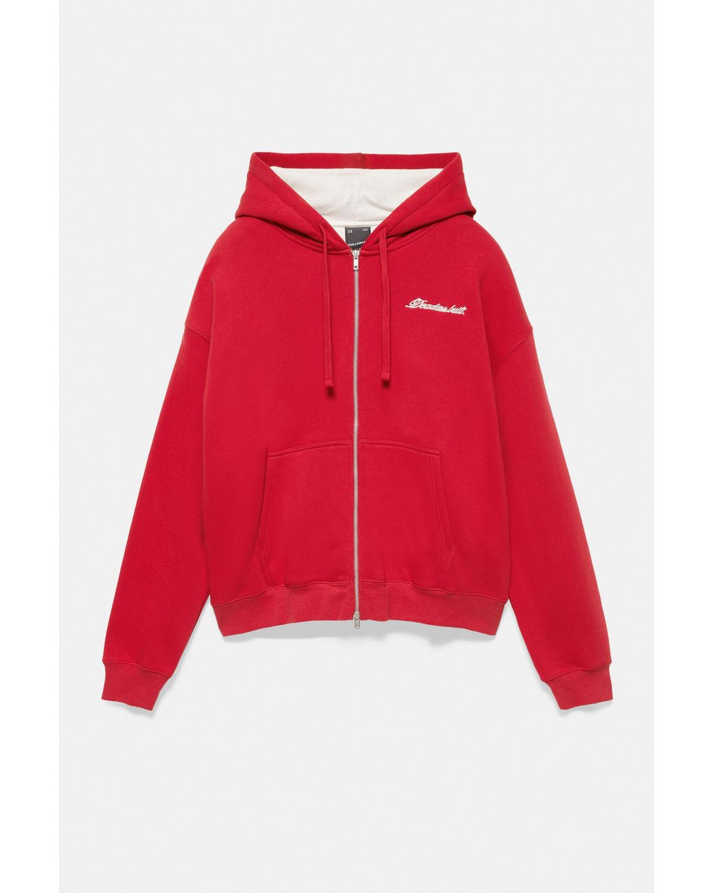 Pull&Bear Red Graphic Zip-Up Hoodie for men