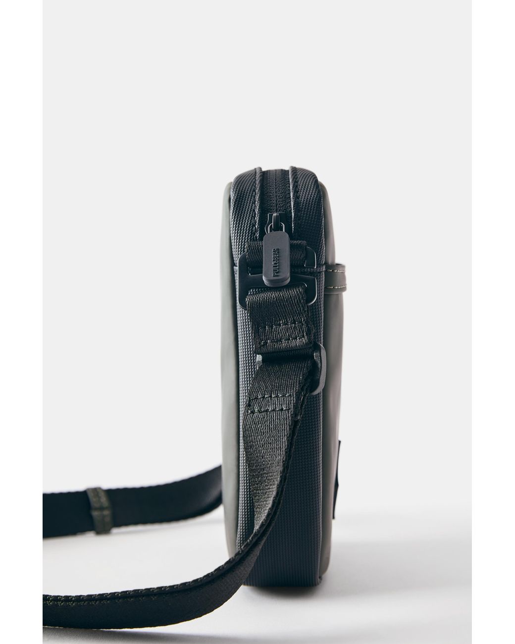 Pull&Bear Black Rubberised Crossbody Bag for men