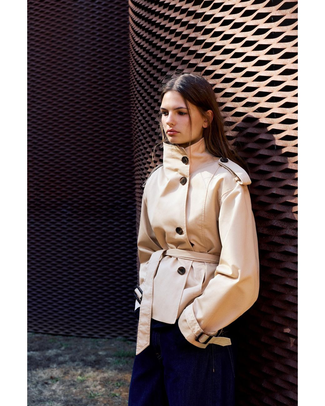 Pull&Bear Natural Short Belted Trench Coat