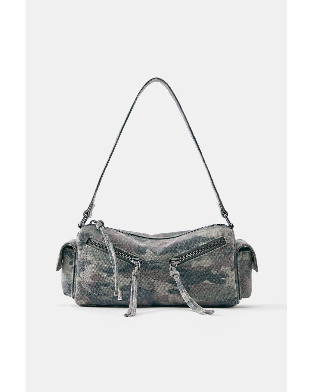 Pull&Bear White Printed Multipocket Shoulder Bag