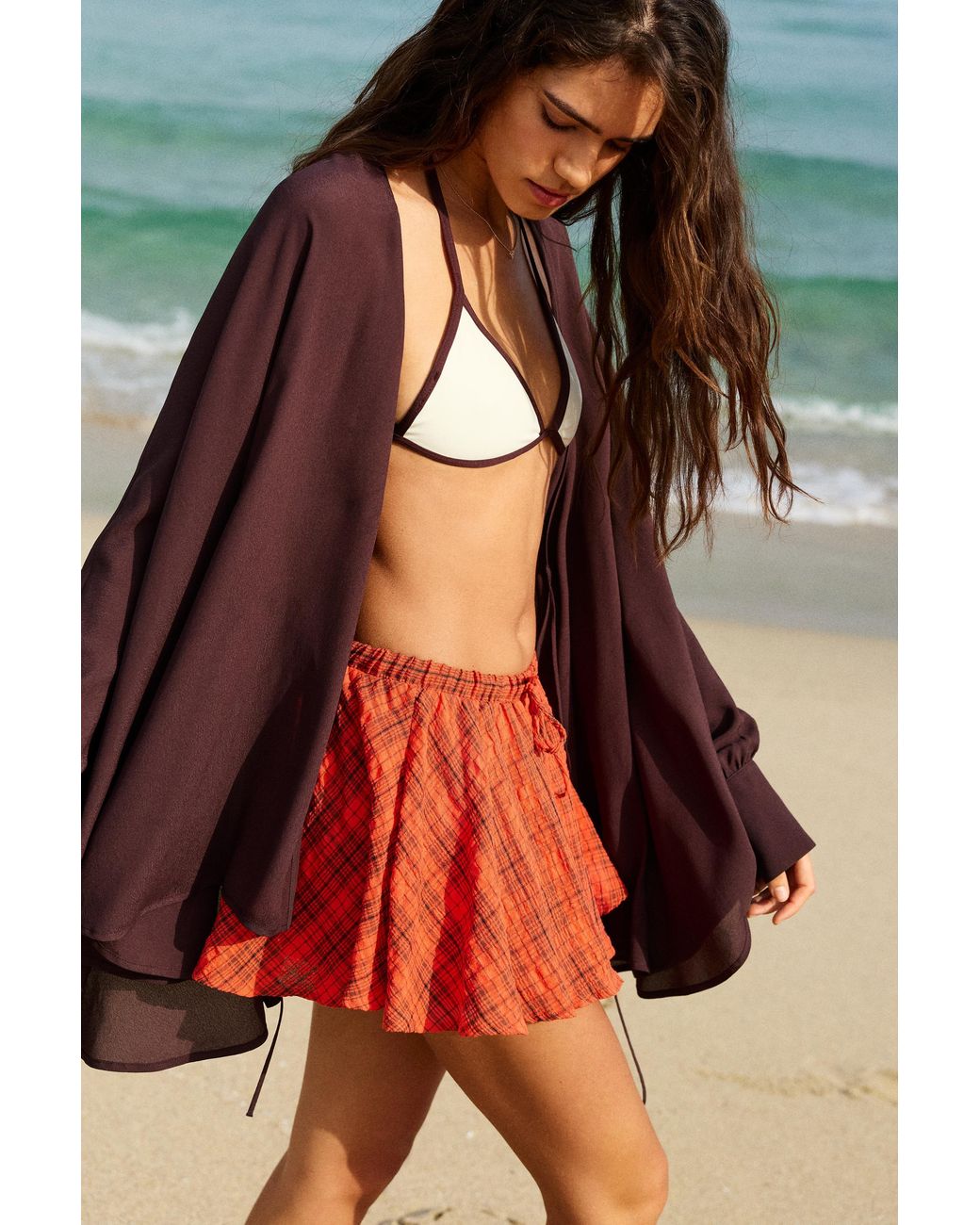 Pull&Bear Red Check Skort