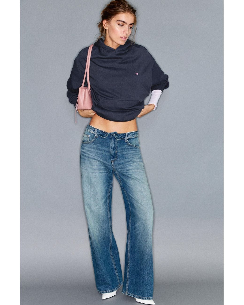 Pull&Bear Blue Logo Hood Sweatshirt