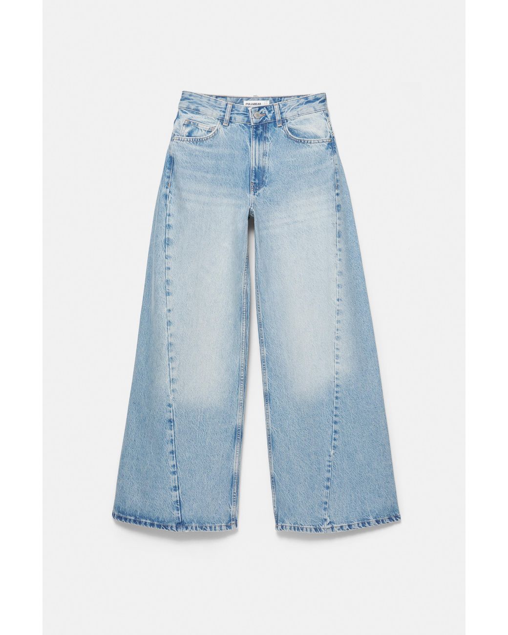 Pull&Bear Blue Super Wide-Leg Jeans With Belt Loop