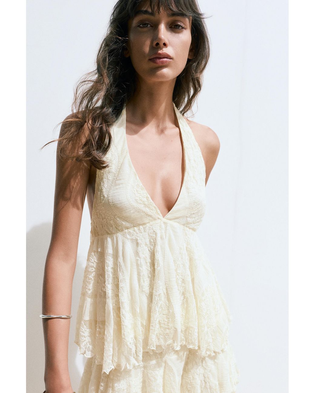 Pull&Bear White Lace Halter Top