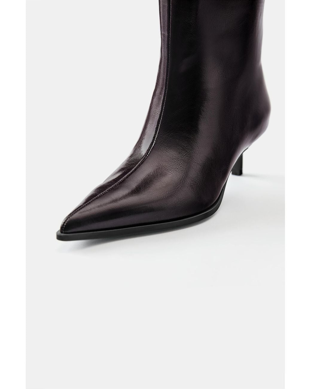 Pull&Bear Gray Tall Kitten Heel Boots
