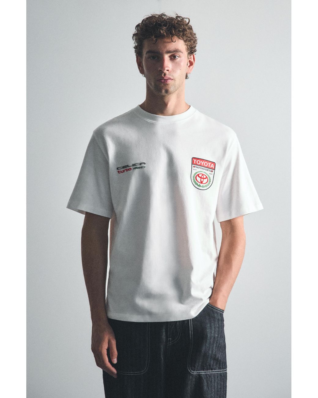 Pull&Bear Gray Toyota Regular Fit T-Shirt for men
